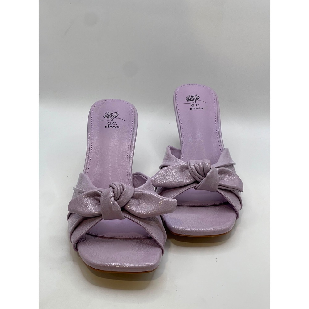 GC Shoes Flux Lilac Purple Knotted Bow Cutout Block Heel Slide Sandals Womens 9